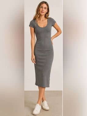 lexi rib fit and flare midi dress Women's Lexi Rib Fit And Flare Midi Dress | Black